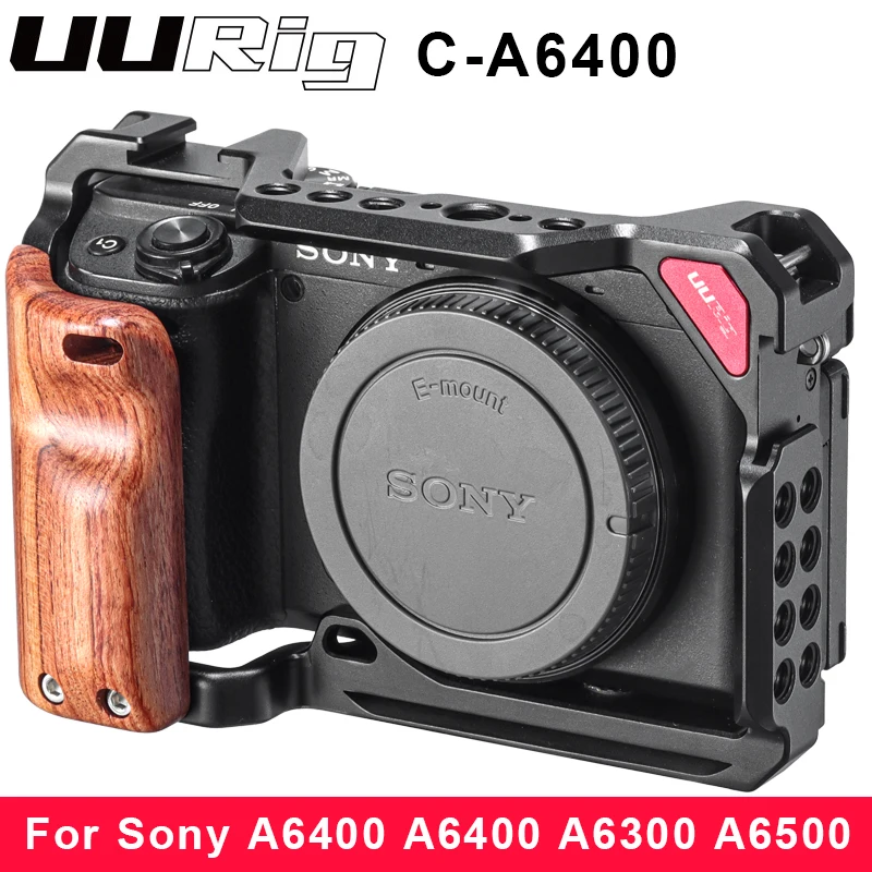 Металлический Чехол UURig для Sony A6400 A6300 A6100 A6500 с деревянной ручкой холодным
