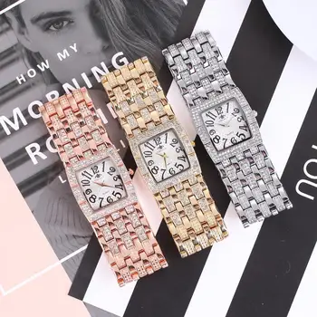 

HobbyLane Women Fashion Casual Square Crystal All-match Quartz Wrist Watch