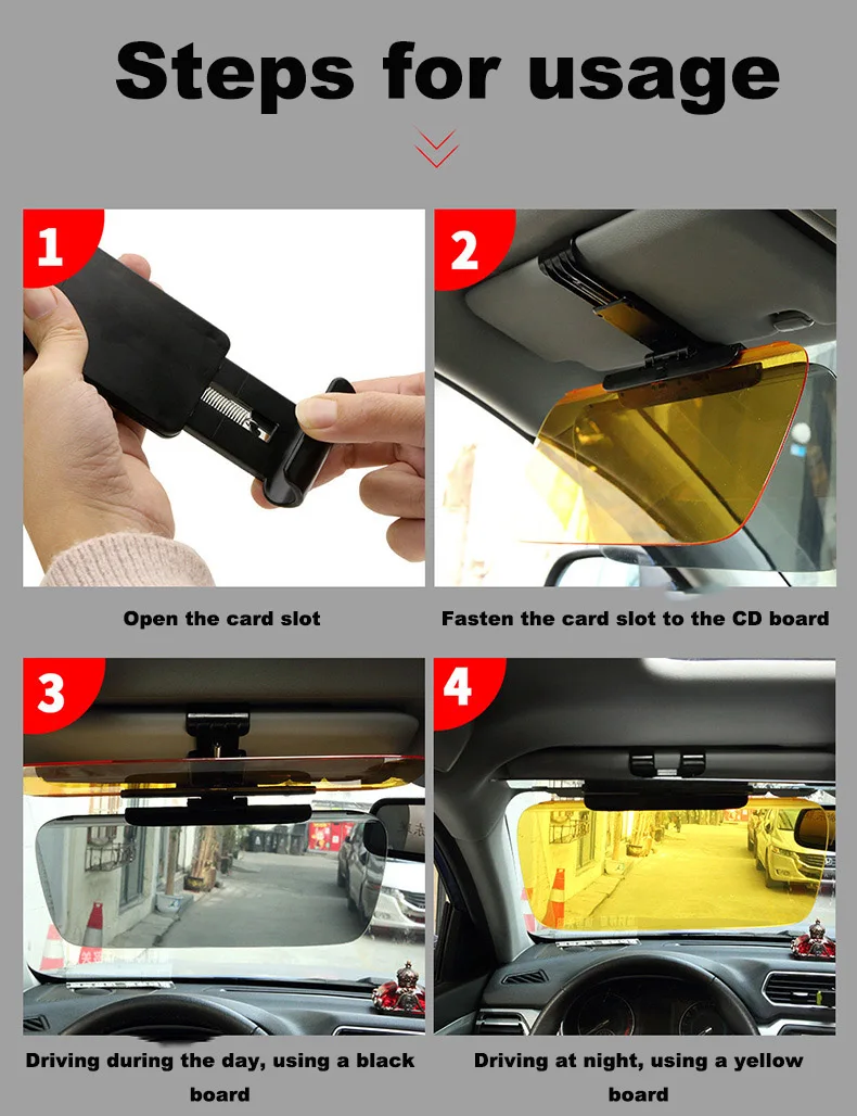 Автомобильный солнцезащитный козырек день и ночь 2 in1anti-glare зеркало ночного видения очки анти-сильный светильник с высоким качеством поддерживается