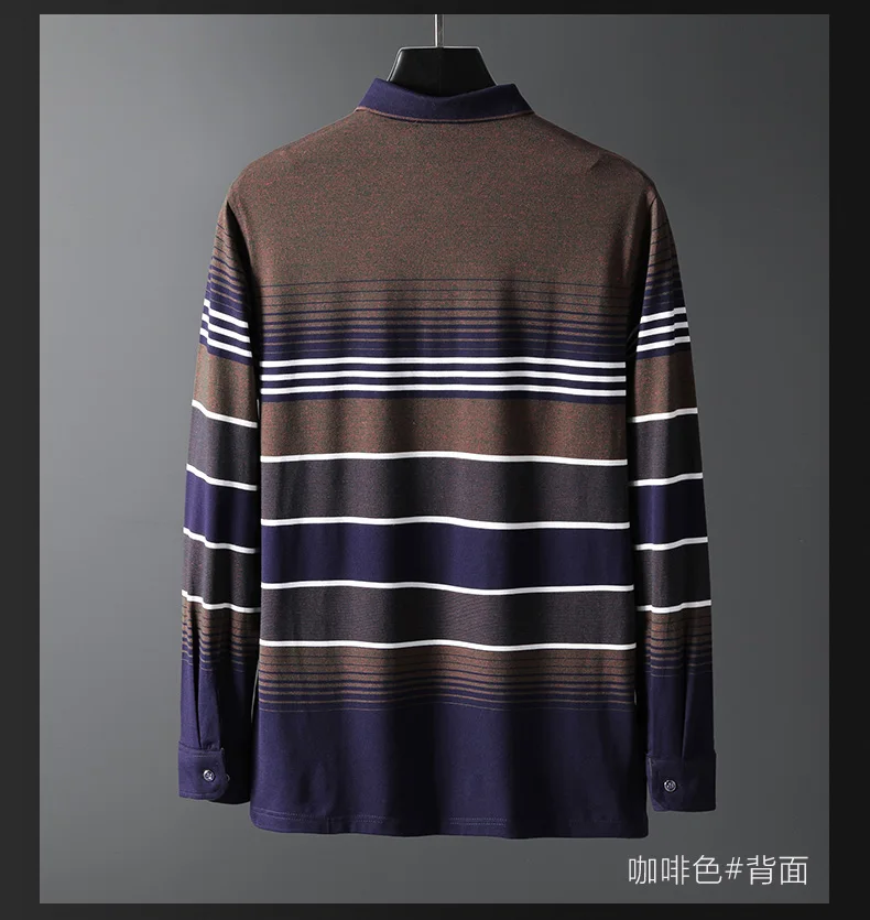 Высококачественная полосатая крутая футболка-поло, повседневные мужские рубашки поло с длинными рукавами, Новое поступление, poloshirt Homme RF91921