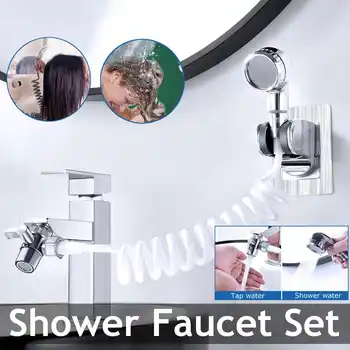 

Bathroom Faucet External Shower Hand-held Telescopic Small Nozzle Set Tools Faucet Rinser Extension Set Hair Washing Clean