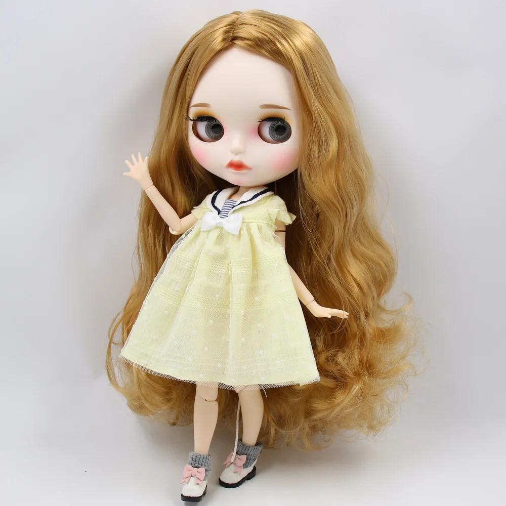 Ледяной телесного цвета Blyth кукольные нет. BL331 светильник каштановые волосы резные губ матовая индивидуальные шарнирное тело 1/6 bjd