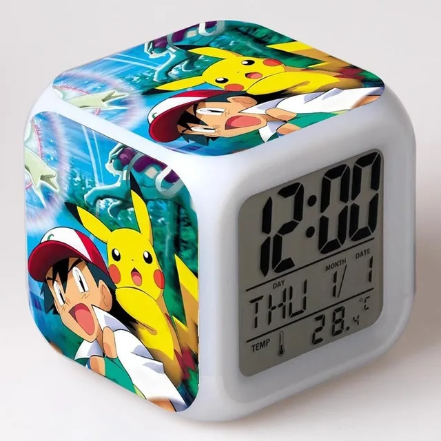 Cartoon Picture LED Color Alarm Clock Light with Temperature Action Toy Children's Alarm Clock 3