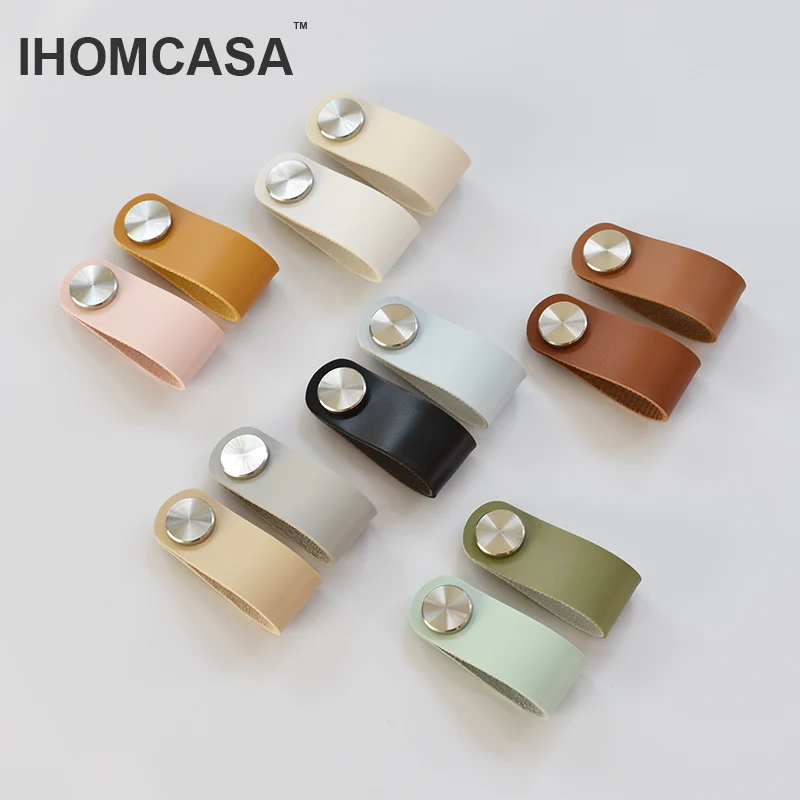 Furniture Handles, Kitchen Door Handles, 32 Colors, Nordic, Gold, Wardrobe Cupboard Drawer Cabinet Knobs, Artificial Leather