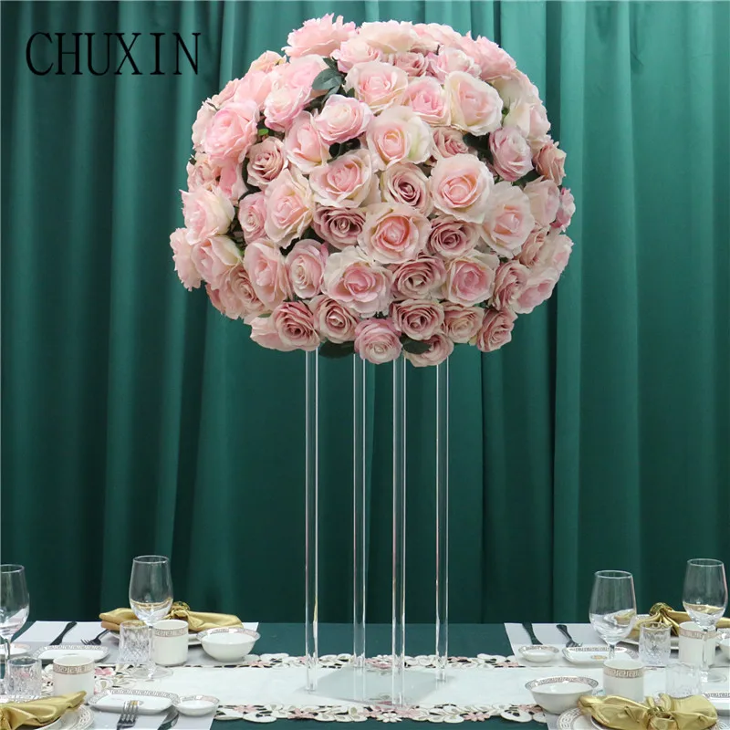 High-grade acrylic crystal wedding road leading Table flower stand Artificial flower Ball decoration Candlestick 60cm/80cm/100cm