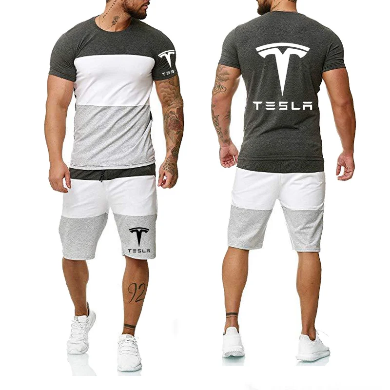 Tesla Summer Casual Men Shirt & Pants Set