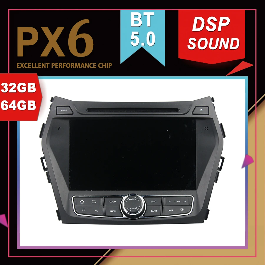 Автомобильная Мультимедийная система PX6 Android 9 0 GPS для HYUNDAI IX45 Santa Fe 2013 DSP звуковая