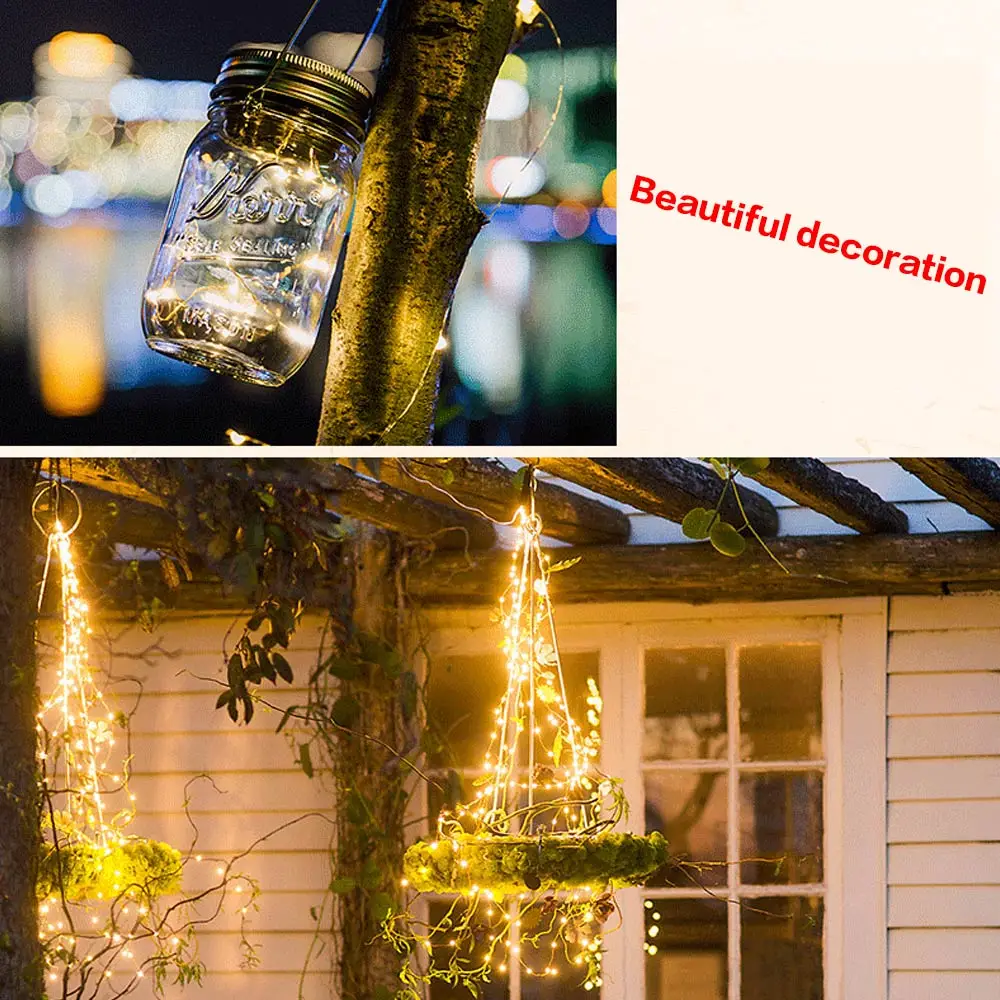 20LED теплый белый водонепроницаемый Солнечный Мейсон козырек вешалка для ремня Мейсон банка Открытый сад задний двор украшение на Хэллоуин