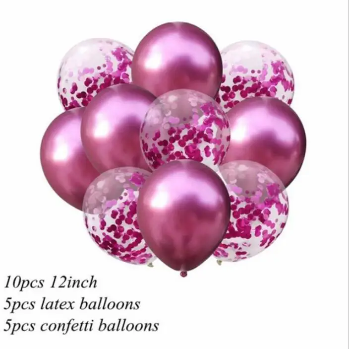 12 дюймов металлические цветные латексные шары конфетти микс 10 шт гелиевые надувные шары шар на день рождения, свадьбу, вечеринку - Цвет: metal rose series