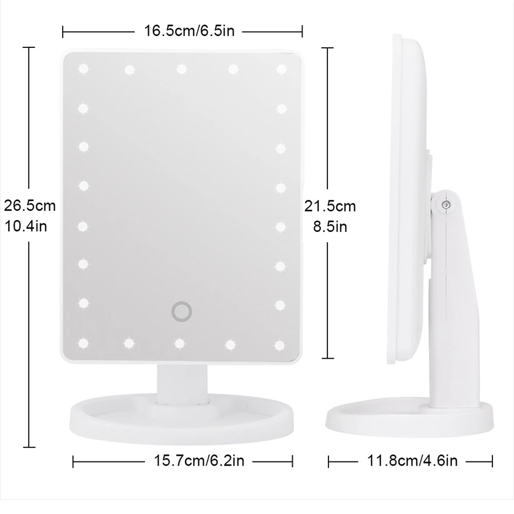Профессиональный 22 светодиодный светильник-зеркало для макияжа портативный вращающийся туалетный светильник s лампа сенсорная яркая Регулируемая USB или батарея