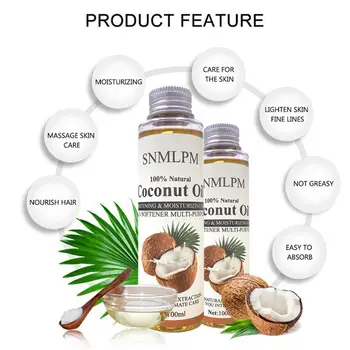 

100ml Multi Purpose Essential Oils Coconut Oil Moisturizing Soothing Oil Massage Hair Coconut Care Skin Body Condition Skin K3P7