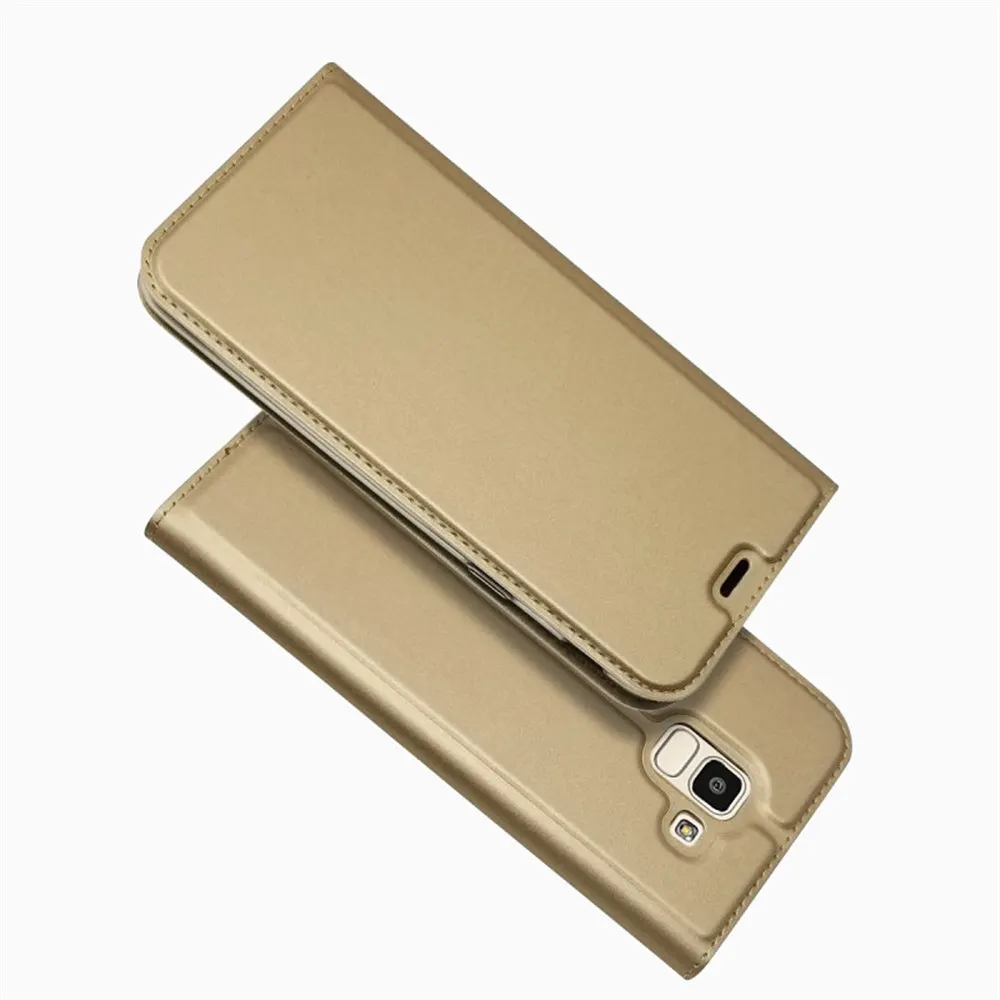 Роскошный кожаный чехол-книжка для samsung Galaxy J4 J6 Plus J8 J3 J5 J7 J2 Prime Ретро кошелек для телефона - Цвет: Gold