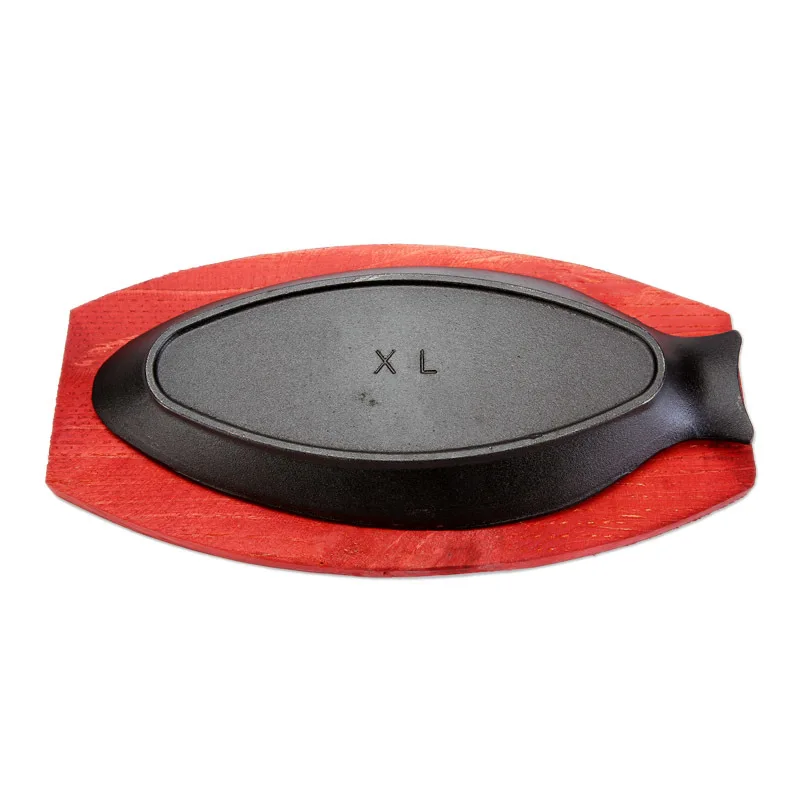 Chinese cast iron rectangular thickened plate roasting tray roast fish barbecue dish round steak Japanese teppanyaki BBQ