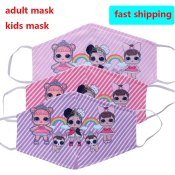 

LOL SURPRISE Protective Mask Children's and Adult Mask Dustproof Breathable Anti-Fog Haze Mask Doll Cartoon Printed Mask Gifts