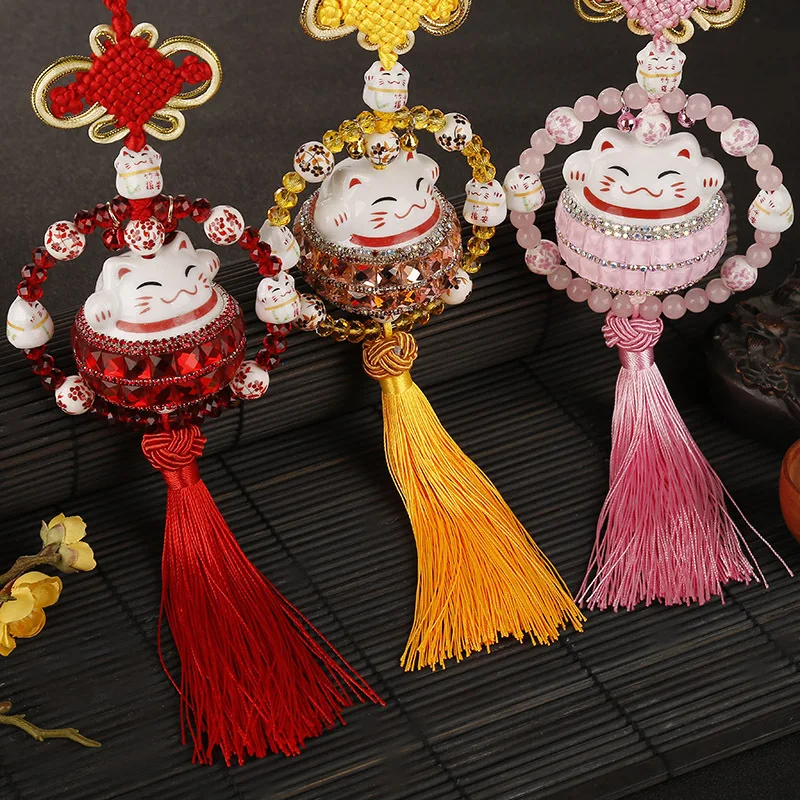 

1 предмет высокое Класс Керамика Lucky Cat Украшенные стразами орнаментом милый безопасный мира удачу