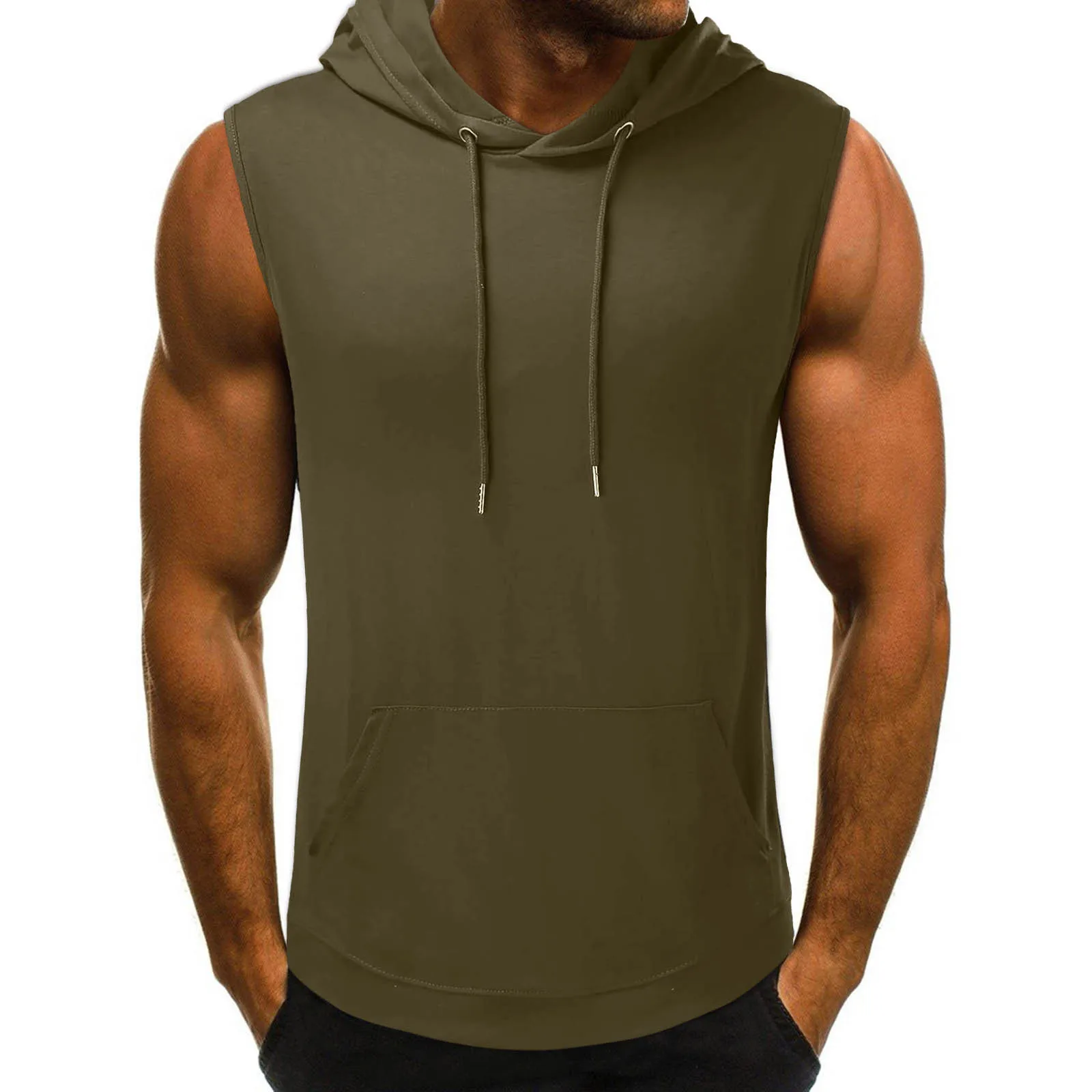 2023 Brand Gyms Clothing Mens Bodybuilding Hood Tank Top Cotton