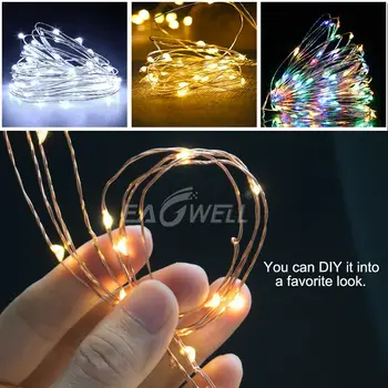 

LED Fairy String Light Silver Wire Battery Powered Light Lamp Garland Home Christmas Wedding Party Decoration 10M With Remote
