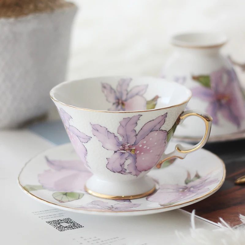 

Purple lily European Coffee Cup Set Coffee Cup afternoon tea