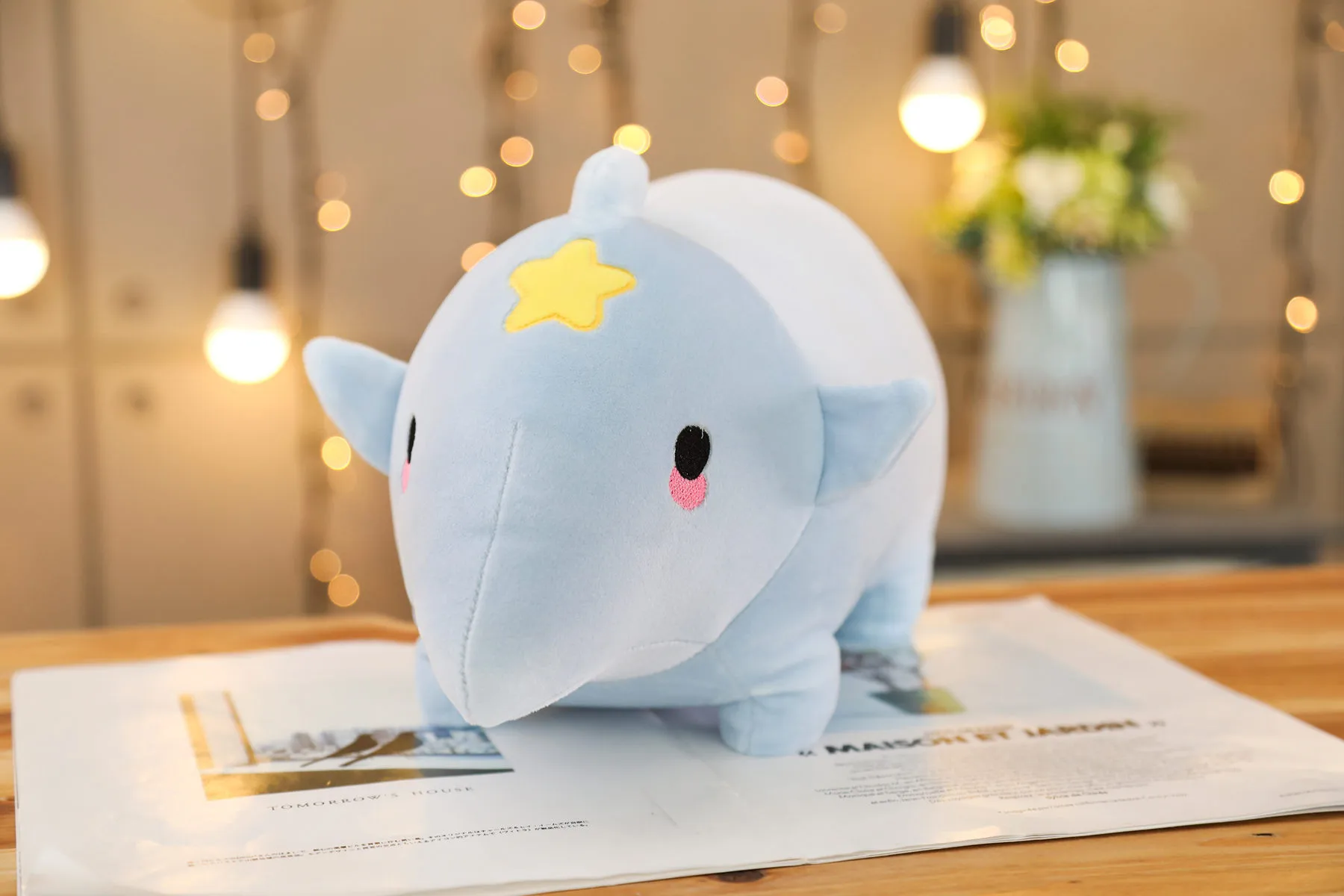 1 шт., 40-80 см, мягкая милая плюшевая подушка в виде носорога, Kawaii, плюшевая игрушка в виде животного для детей, детская Успокаивающая кукла, подарок для девочек - Цвет: blue