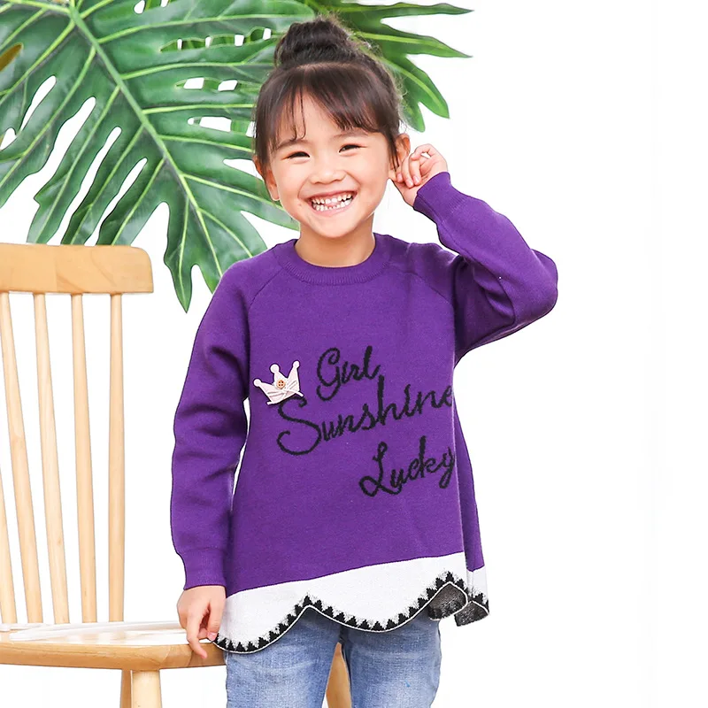

2019 New Style Autumn & Winter Childrenswear Flower Shape Soft Core-Spun Cotton Yarn Sweater Kids' Sweater