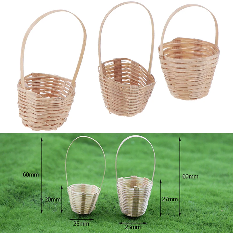 

2019 New 1/12 Dollhouse Miniature Accessories Mini Bamboo Basket Simulation Food Basket Model Toys for Doll House Decoration
