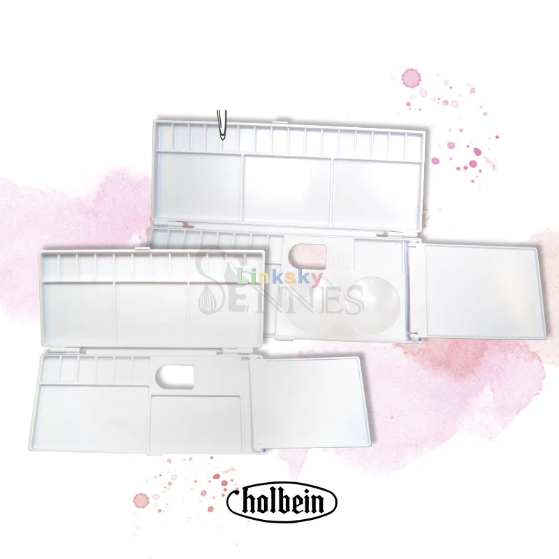 Holbein PP Resin Folding Three Side Watercolor Palette 18 / 24 Grids,Multi Grid Color Matching Area, Create Rich Colors.