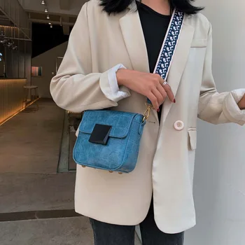 

Simple Women's Single Shoulder Crossbody Bag All-match Flap 2019 Vintage PU Leather Female Party Clutch Wide Strap Messenger Bag