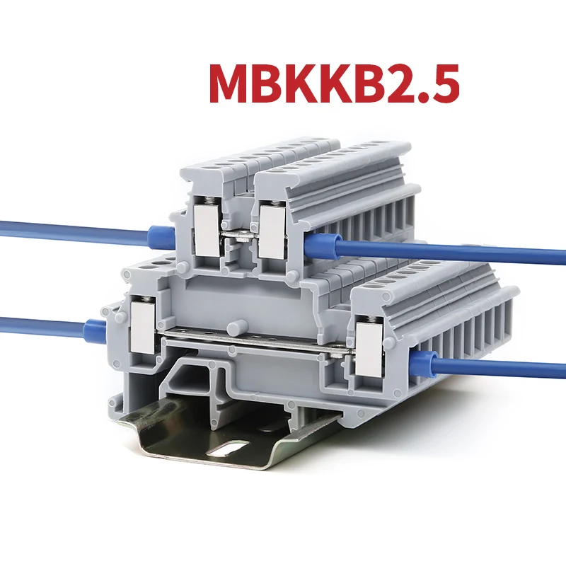 Double Layer Screw Clamp MBKKB2.5 MBKKB-2.5 DIN Rail Terminal Blocks Kit Set 500V 24A din rail terminal block