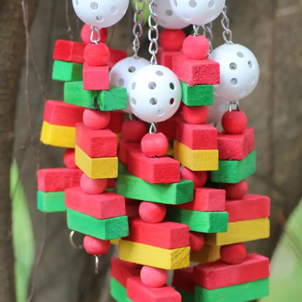 Parrot Toys Bird Swing Toys with Colorful Wood Beads, bananas and apples bunches for Budgie Lovebirds Conures birds toys