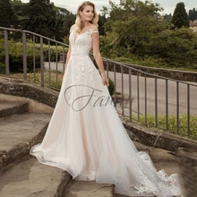 

Scoop Neck Short Sleeve A-Line Wedding Dresses Lace Appliques Ruched Tulle Bridal Gown vestidos de novia robe de mariée