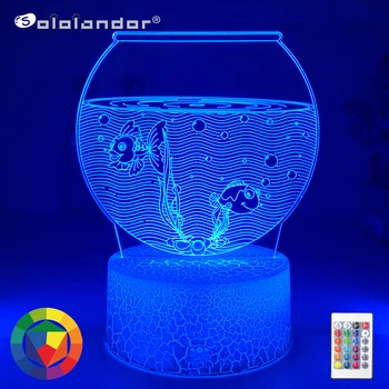

Newest 3d Led Light Night Creative Fish Tank Kids Table Lamp Hologram Illusion Bedroom Living Room 7 Colors Usb Led Light Lamps