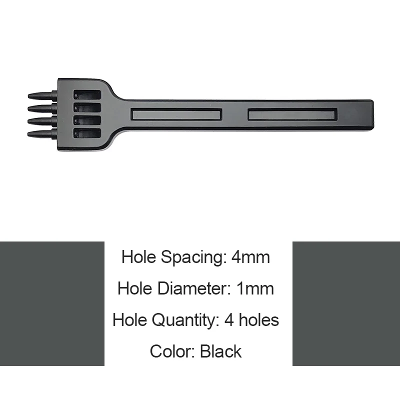 4mm Black 4 holes Новинка, вырубной кожаный стежок для бумажника, Круглый дырокол, сделай сам, набор для шитья, набор для рукоделия, 4 мм, расстояние между отверстиями, диаметр 1 мм - Цвет: 4mm Black 4 holes
