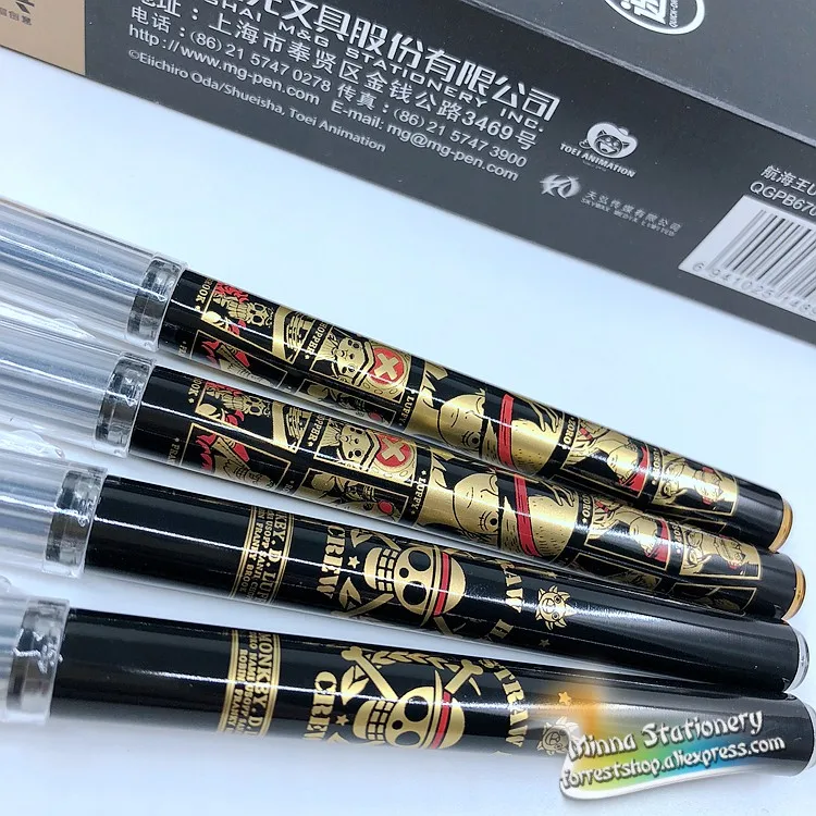 4 шт./лот) M& G one piece Аниме Kawaii ручка 0,5 мм черные чернила Милая гелевая ручка в стиле мультфильма для письма школьные офисные принадлежности B6702