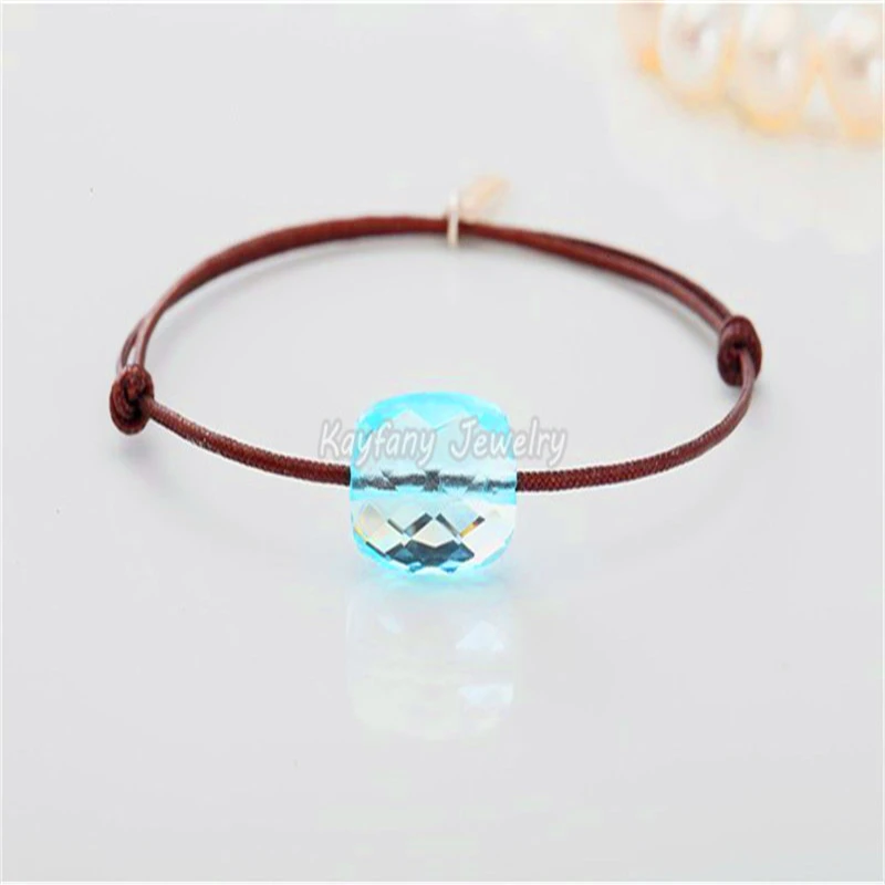 

2021 Fashion Brand Crystal Sterling Silver Fish Rope Blue Crystal Fine Jewelry Adjust Leather First Communion Gifts Bijoux Femme