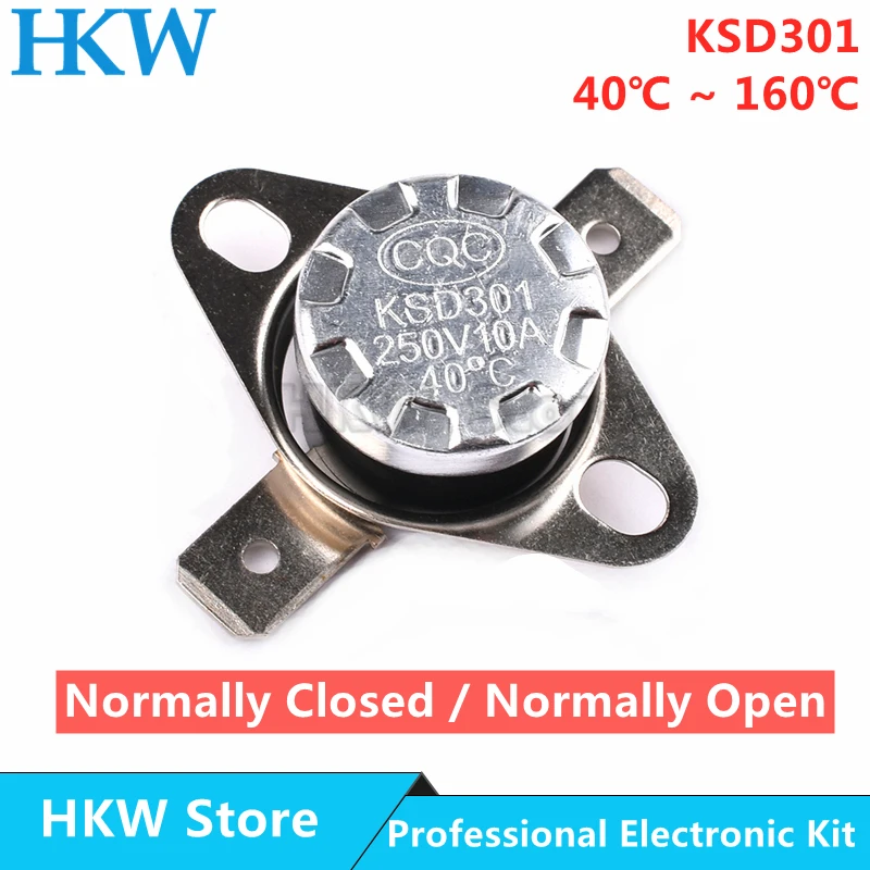2pcs Bimetal Thermostat Ksd301 Temperature Switch Thermal Control 40