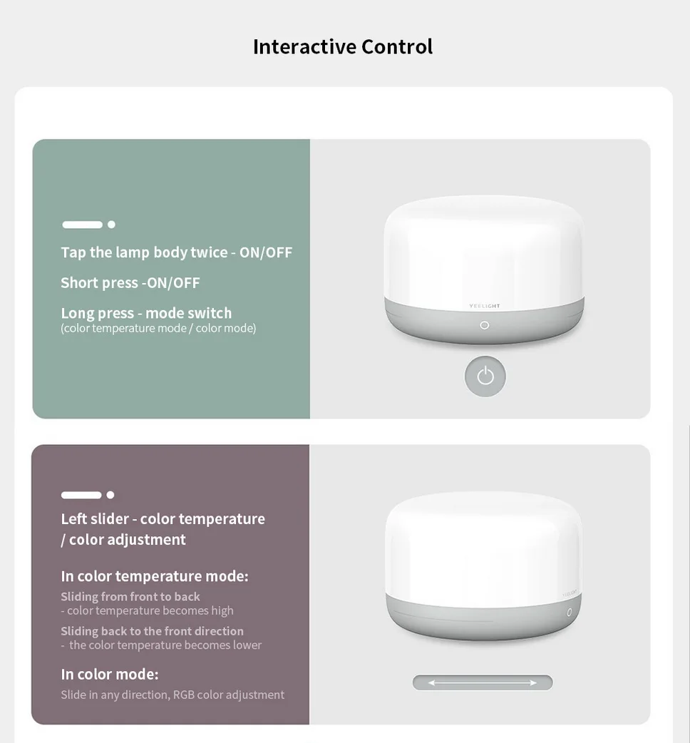 Yeelight YLCT01YL LED bedside lamp colorful soft light intelligent control adjustable lamp CN plug smart night light APP control