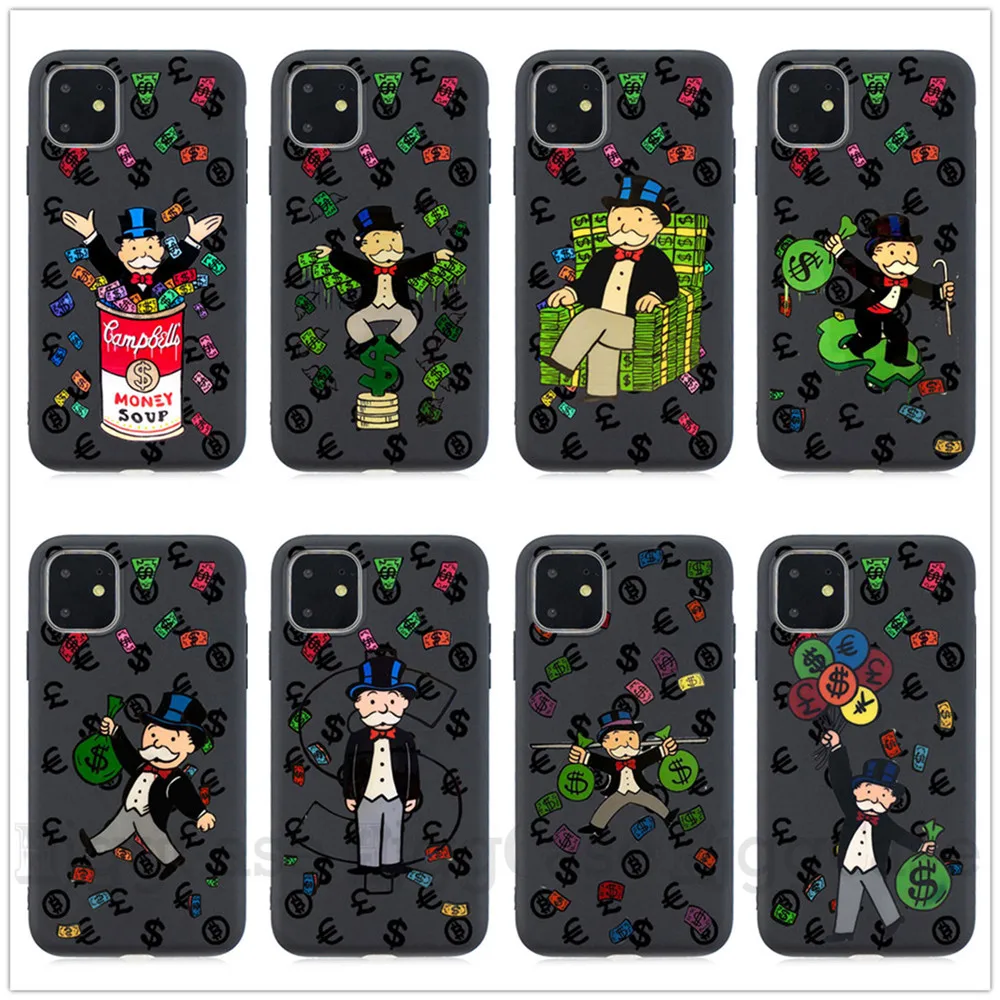 

Cartoon Dollar Monopoly Soft silicon Back Cover cases For iPhone 11 11 Pro Max X XR Xs Max 5S SE 6 7 8 Plus phone coque fundas