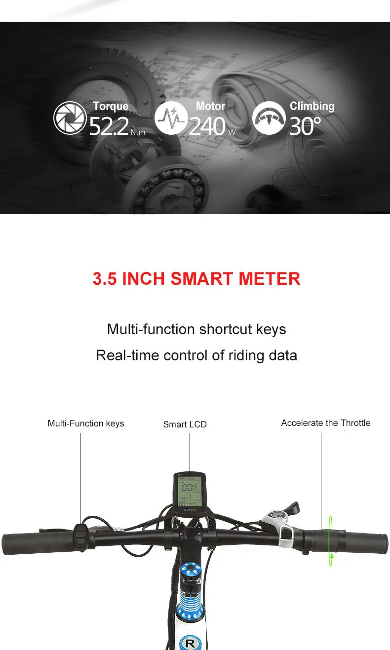 Perfect Daibot Electric Mountain Bike Two Wheels Electric Scooters 48V 240W 7 Speed Disc Brake Removable Battery Electric Scooter Bike 12