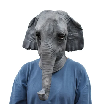 

Halloween Costume Masquerade Party Elephant Full Head Mask Animal Cosplay Latex Realistic Breathable Carnival Props