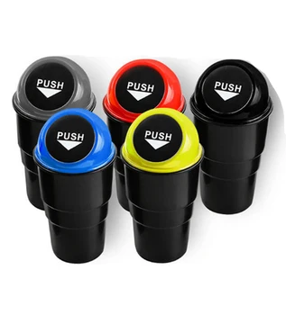 

2Pack Car Mini Garbage Can Auto Creative Trash Can Vehicle Dust Holder Bin Box Spring Cover Universal Car Trash Can Accessories