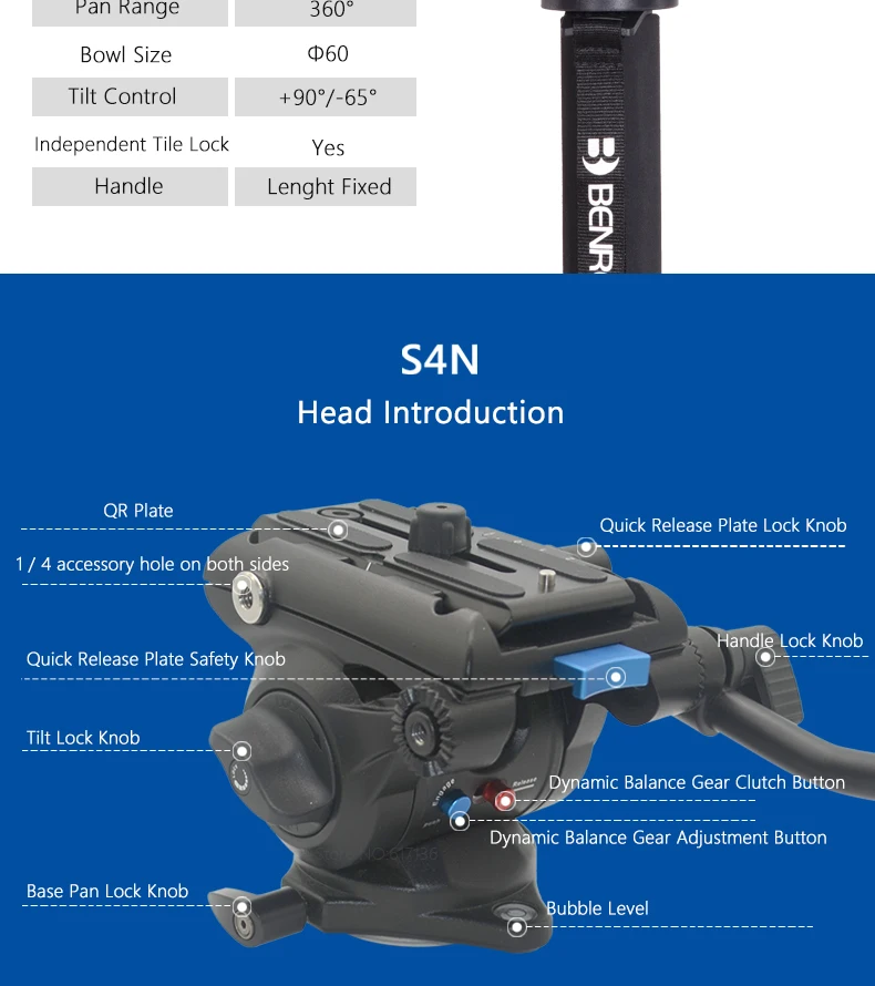 Benro A38FS4N C38FS4N монопод камера подставки для видео DSLR камеры штатив с S4N головкой 4 секции Максимальная загрузка 10 кг