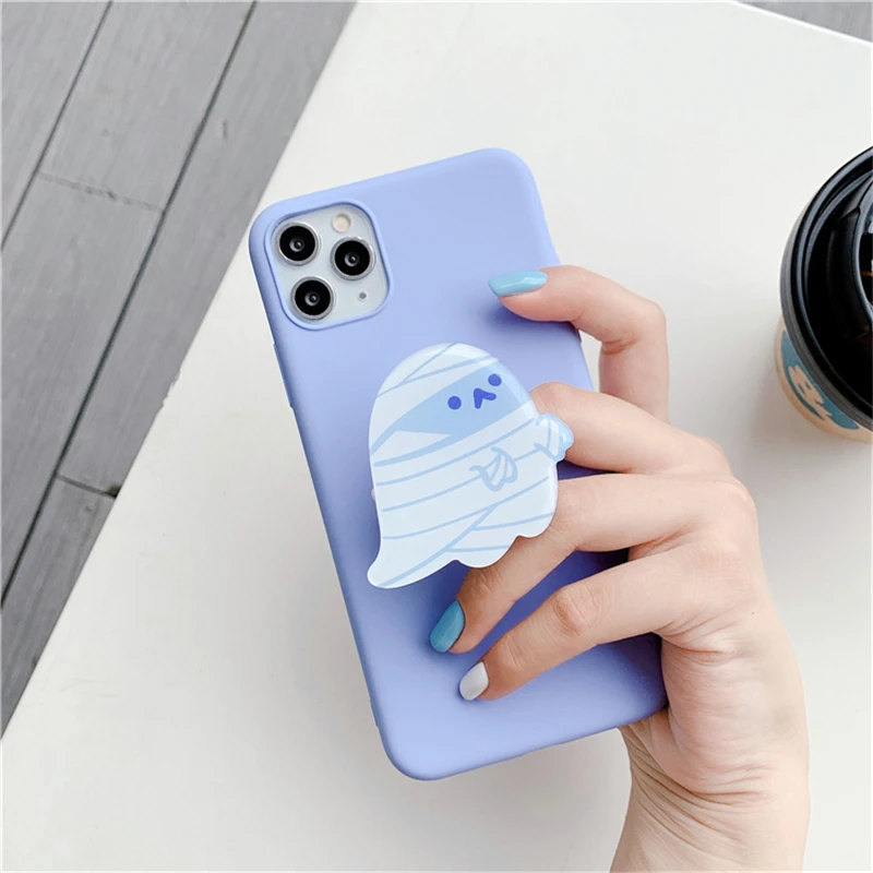 Lucu Hantu Setan Lem Lipat Universal Ponsel Memperluas Berdiri Pemegang untuk iPhone Samsung Xiaomi Ponsel Jari Cincin Grip Hadiah Natal