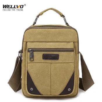 

Men New Canvas Handbag Waterproof Crossbody Messenger Bag Phone Small Mini Shoulder Bag Male Brown Business Handbags XA771ZC