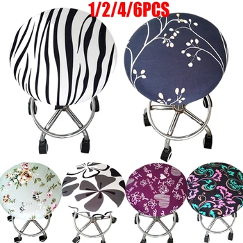 

2/4/6pcs Soft Round Chair Cover Bar Stool Cover Elastic Seat Cover Home Chair Slipcover Round Chair Bar Stool Floral Printed