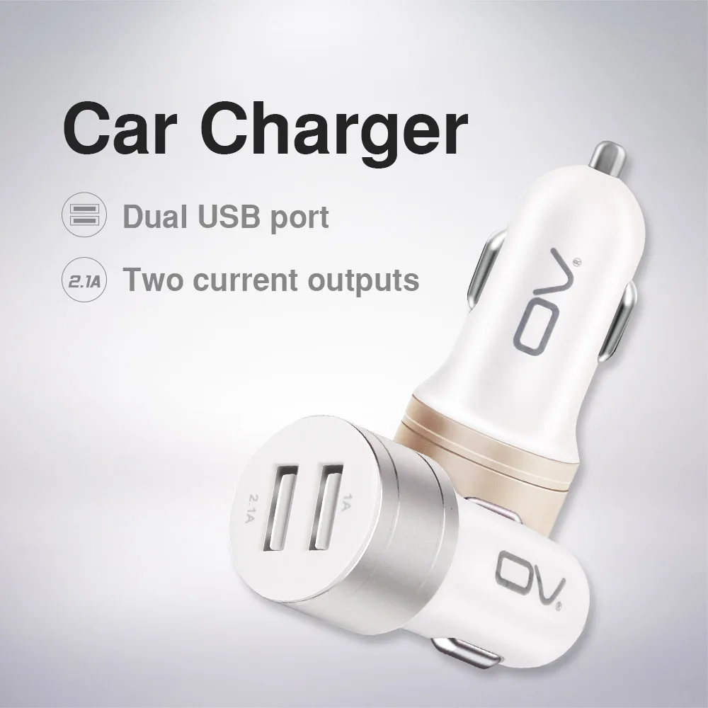 Автомобильное зарядное устройство OV Dual USB для OnePlus, HUAWEI, samsung, Iphone, оригинальное металлическое двойное Usb Автомобильное зарядное устройство, Быстрая автомобильная зарядка