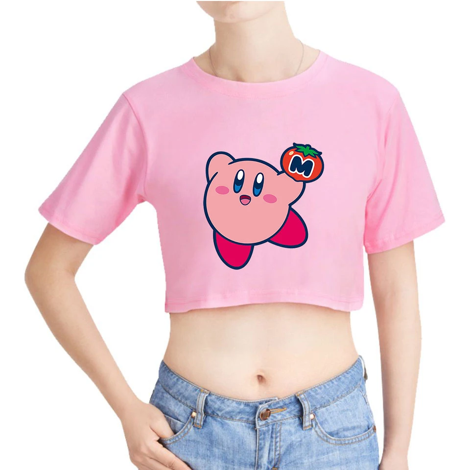Kawaii новинка 2019 года милые женские короткие топы с принтом футболка короткими
