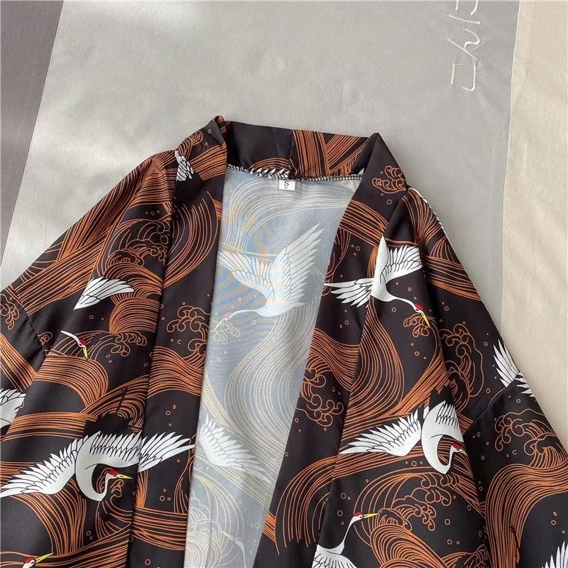 V-hanver Kimono Man Japanse Kleding Yukata Mannelijke Samurai Kostuum Haori Obi Strand Mannen Kimono Vest Japanse Streetwear Jas