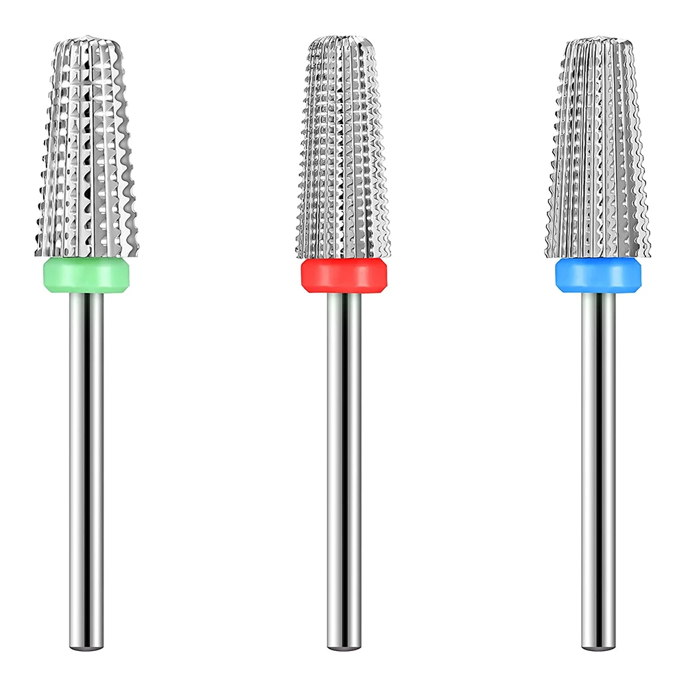 

3 Pieces 5 in 1 Carbide Nail Drill Bits Set 2-Way Drills Tapered Bit Milling Cutter For Manicure Nails Accessories Drill Machine