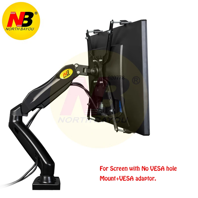 

NB F80 + FP-1 Extension for No VESA Hole 17-27" LED Monitor Holder Arm Gas Spring Full Motion Gas Strut Mount Loading 2-6.5kgs