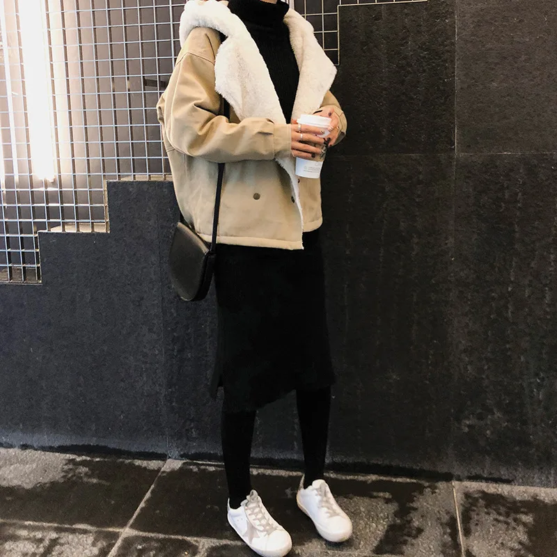 

Berber Fleece Coat Women's Deep Autumn & Winter 2018 New Style Brushed And Thick Korean-style Versatile Short-Tops